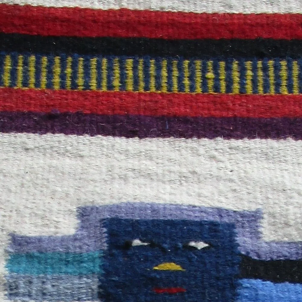 Vintage Wool Southwestern Woven Small Tapestry Rug